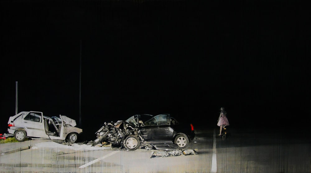 "The denial of death" · acrylic on canvas · 150x270cm · 2011 · Property of the Museum of Visual Arts (MAVI), Chile